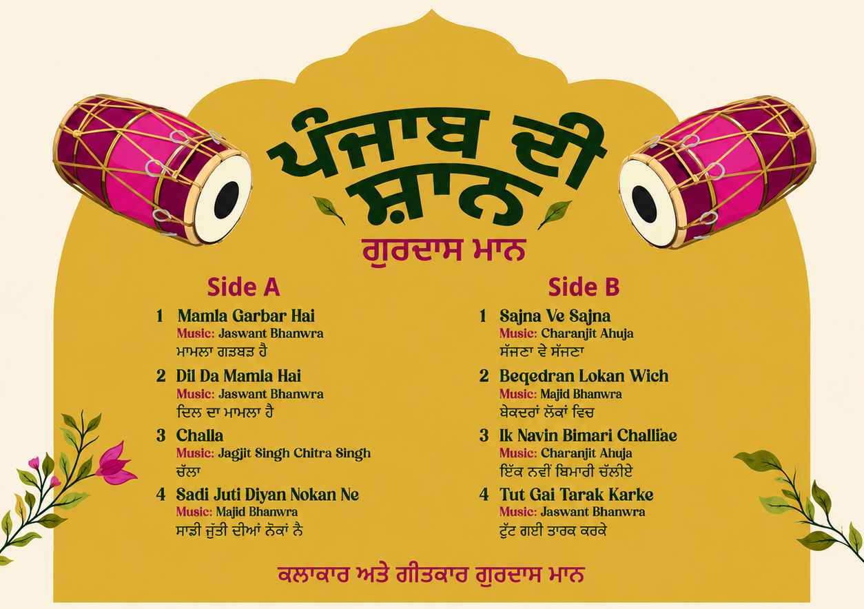 PUNJAB DI SHAAN : GURDAS MAAN - VINYL RECORD - Image 2